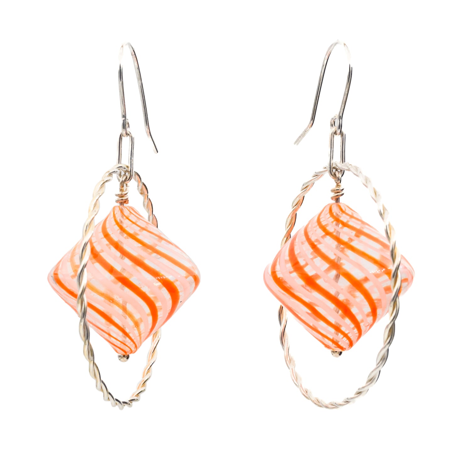 Ufo Orange Ørering med Håndlavet Glas