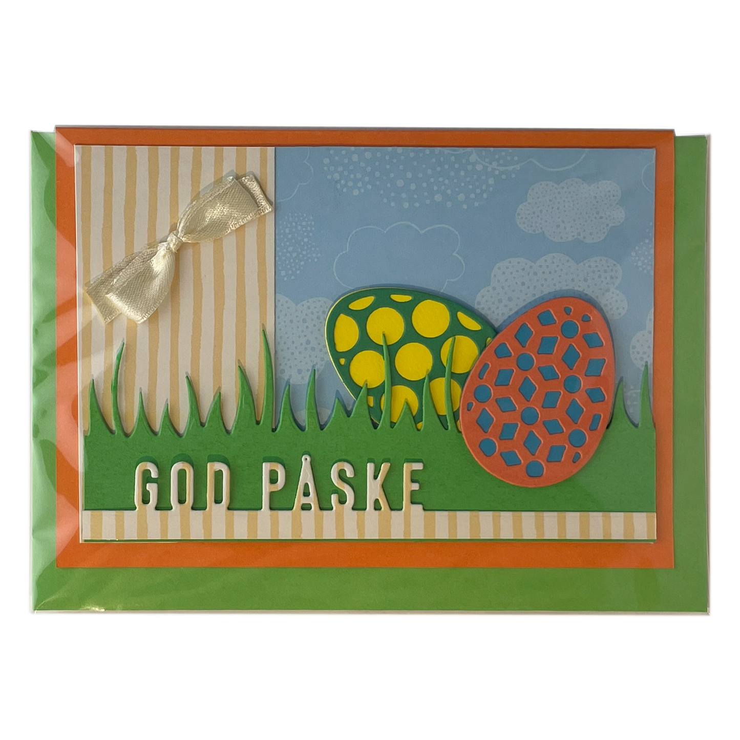 Kort, God Påske med Æg og Grøn Kuvert