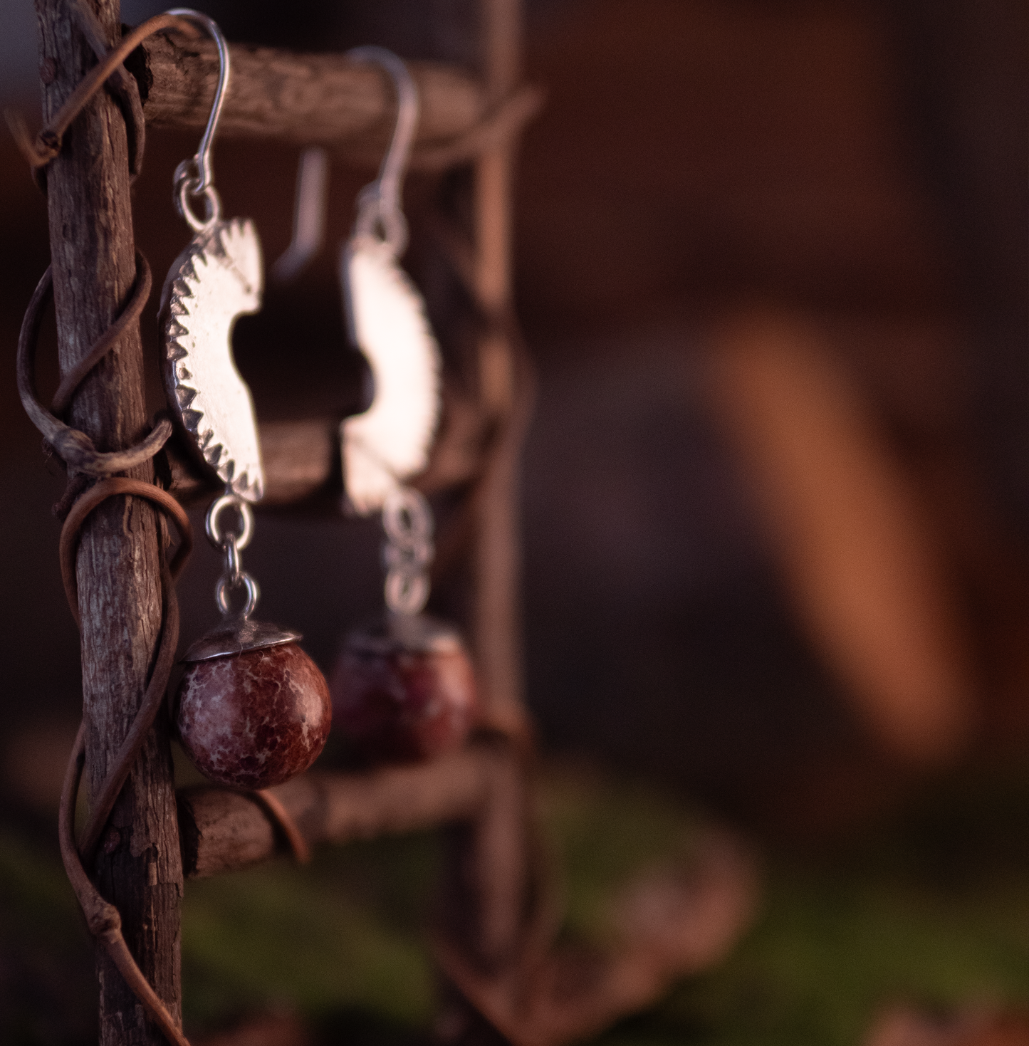 Viking lang ørering med Sten