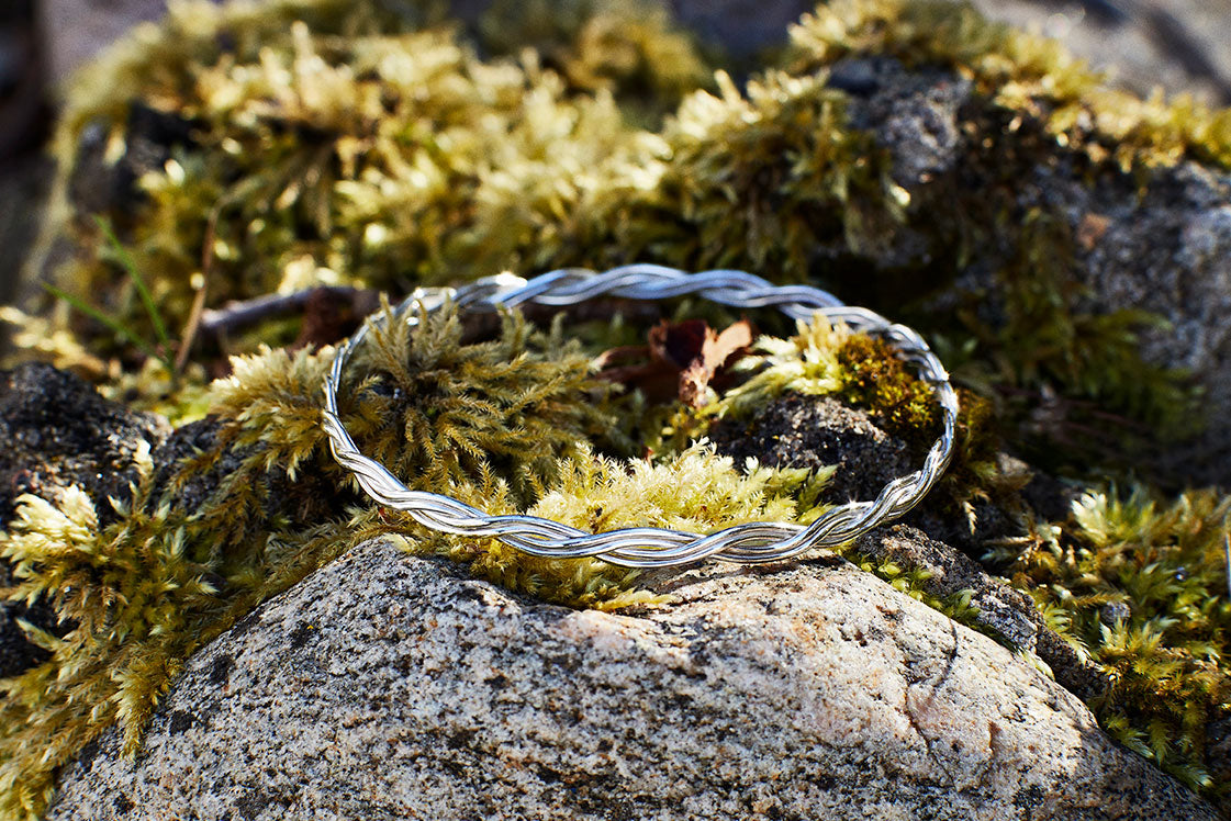 Viking snoet armring i sølv