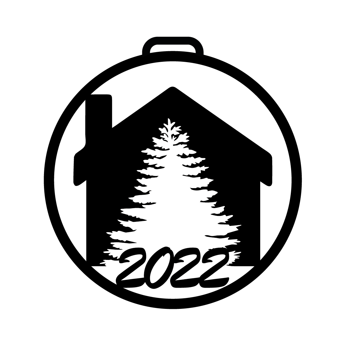 Hus med juletræ i negativ, 059