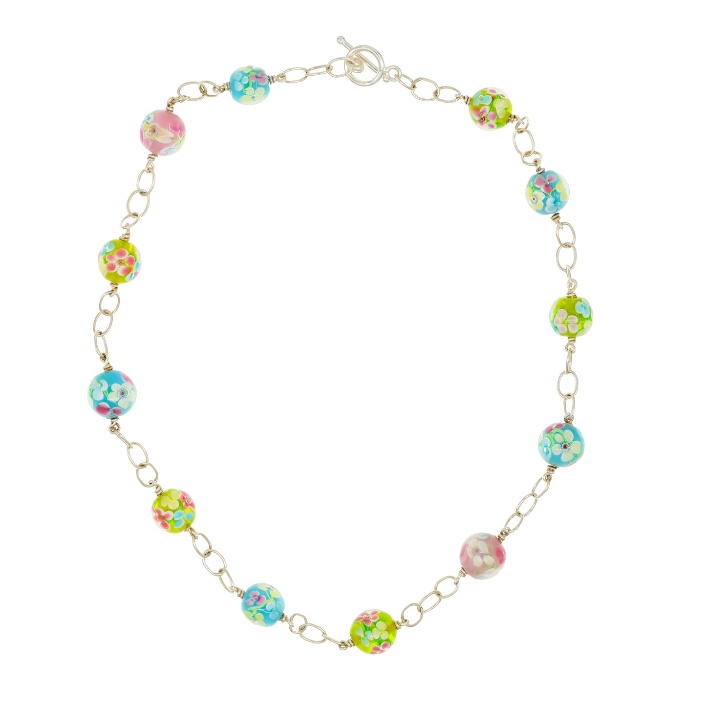 Colorful world halskæde med pastelfarver med blomster glas