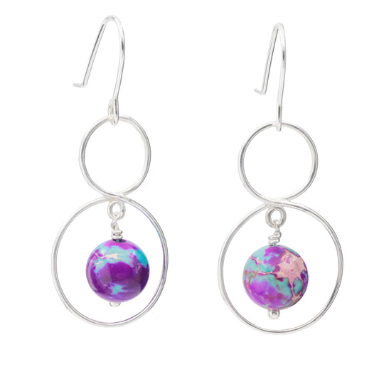 Drop-shaped earrings with purple agate (Copy)
