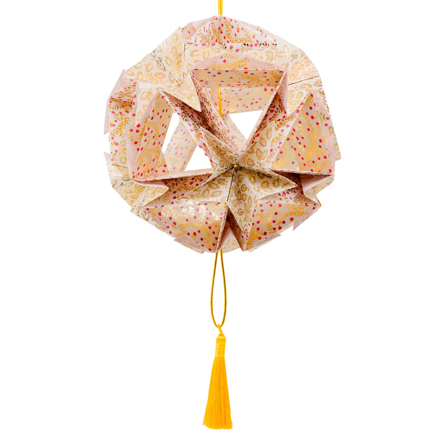 Stor juledekoration af papir, hvid, pink og guld