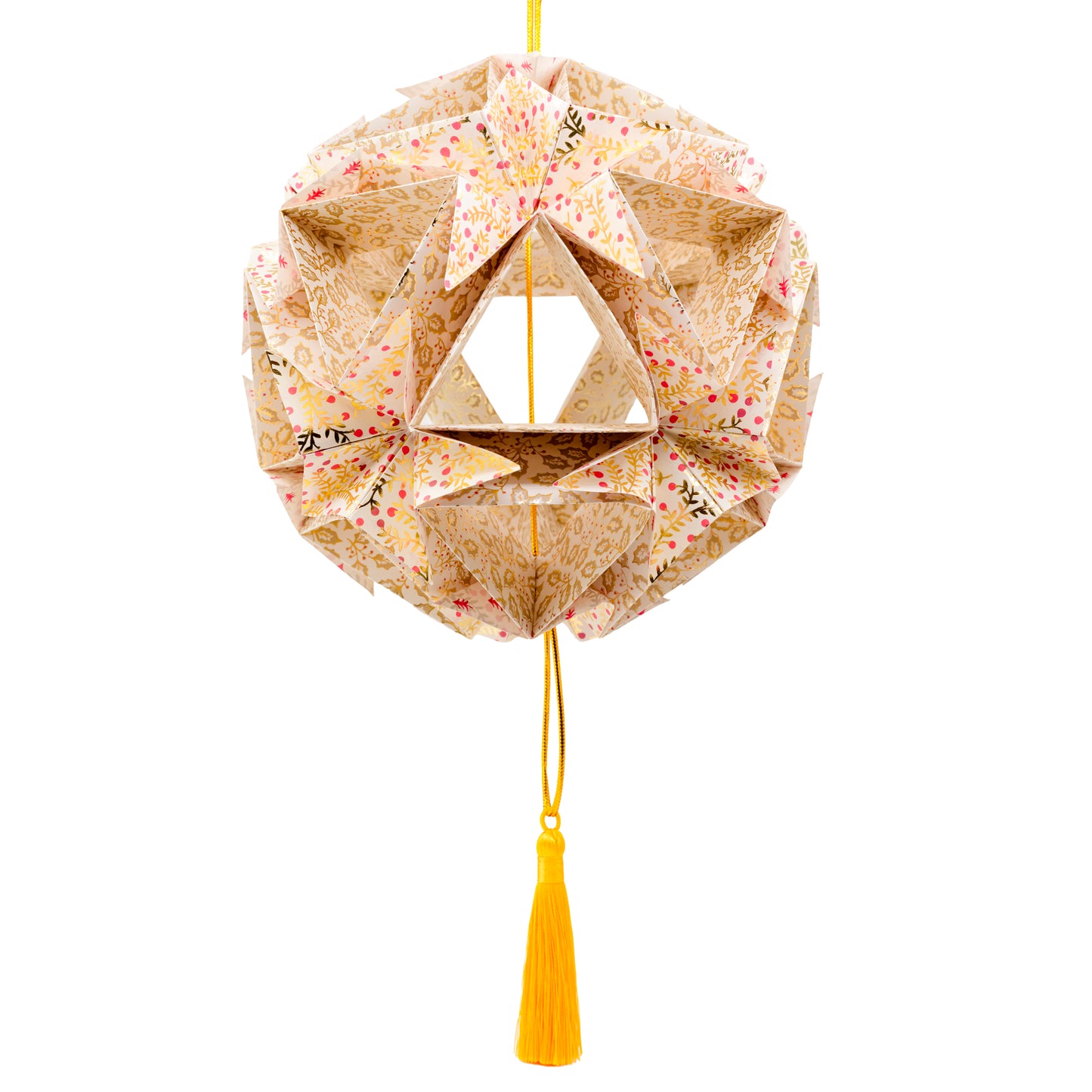 Stor juledekoration af papir, hvid, pink og guld