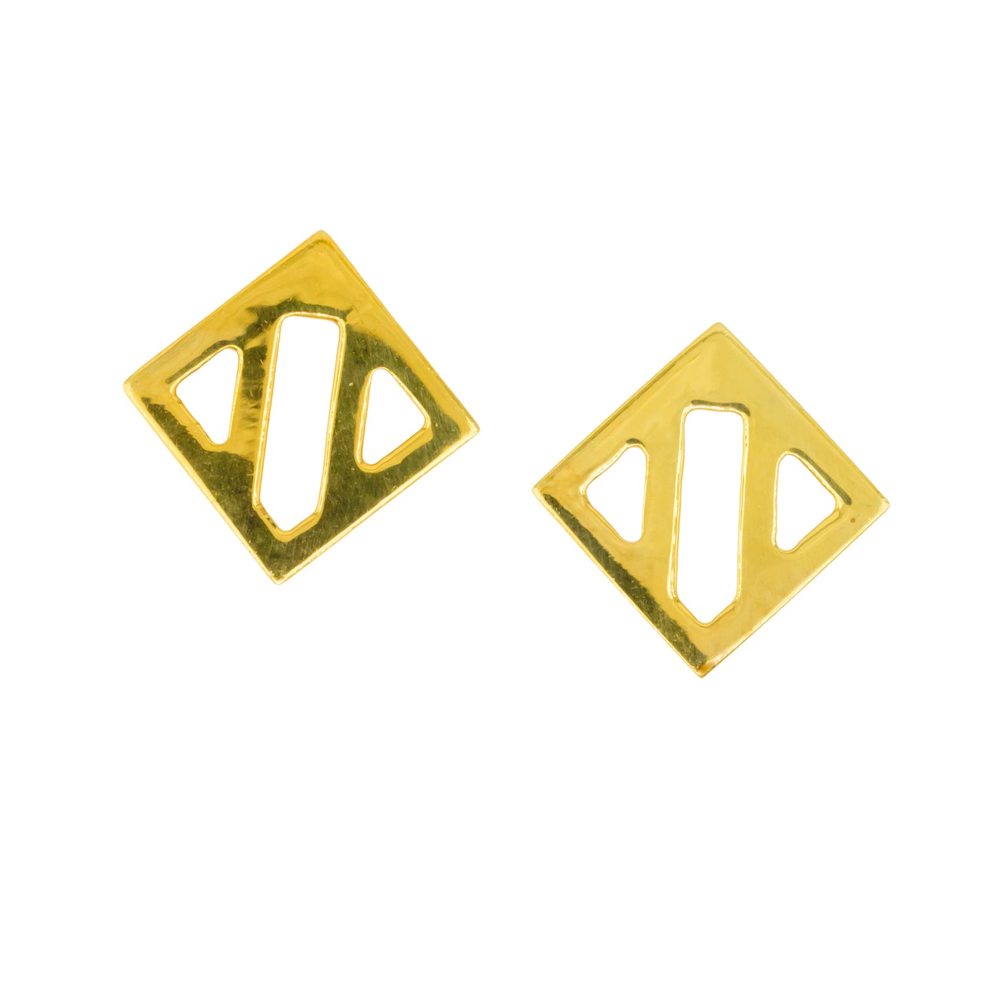 City grid stud earrings - gold plated
