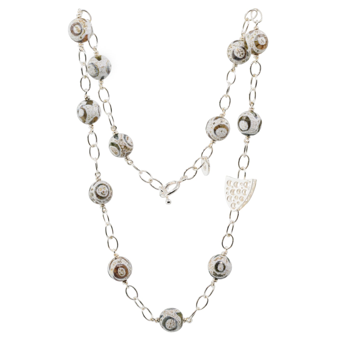 Butterfly necklace with black and white agates