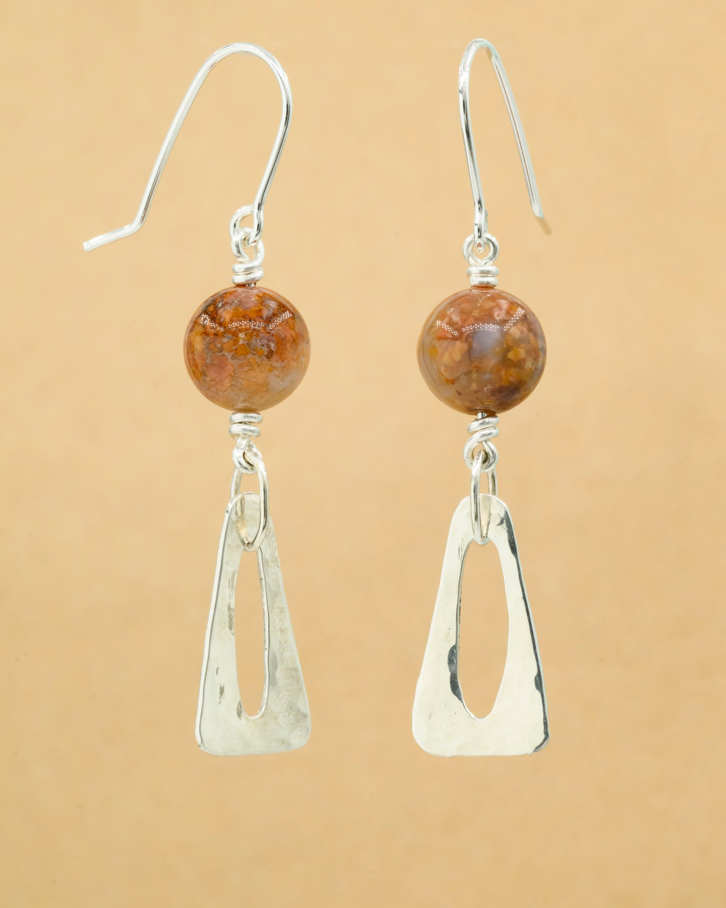 Earrings with flower agate