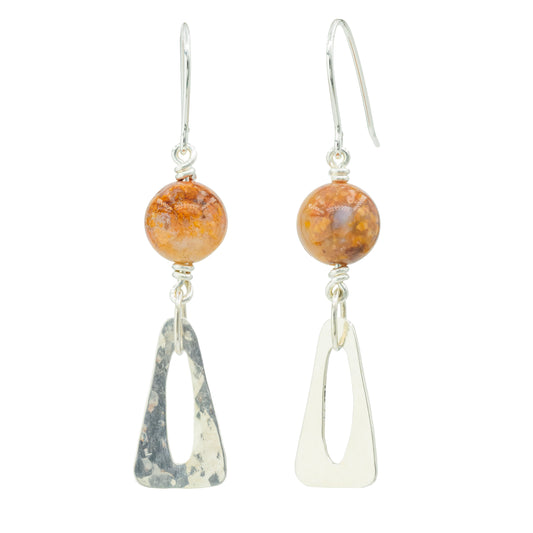 Earrings with flower agate