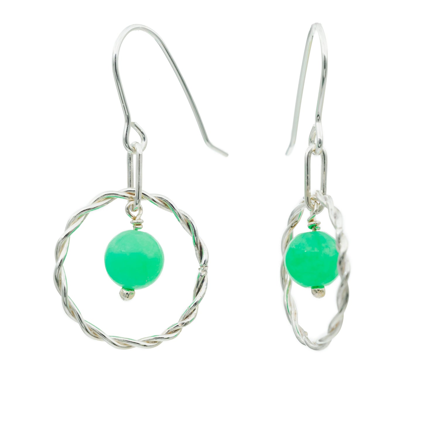 Viking snoet ørering med grøn katteøje