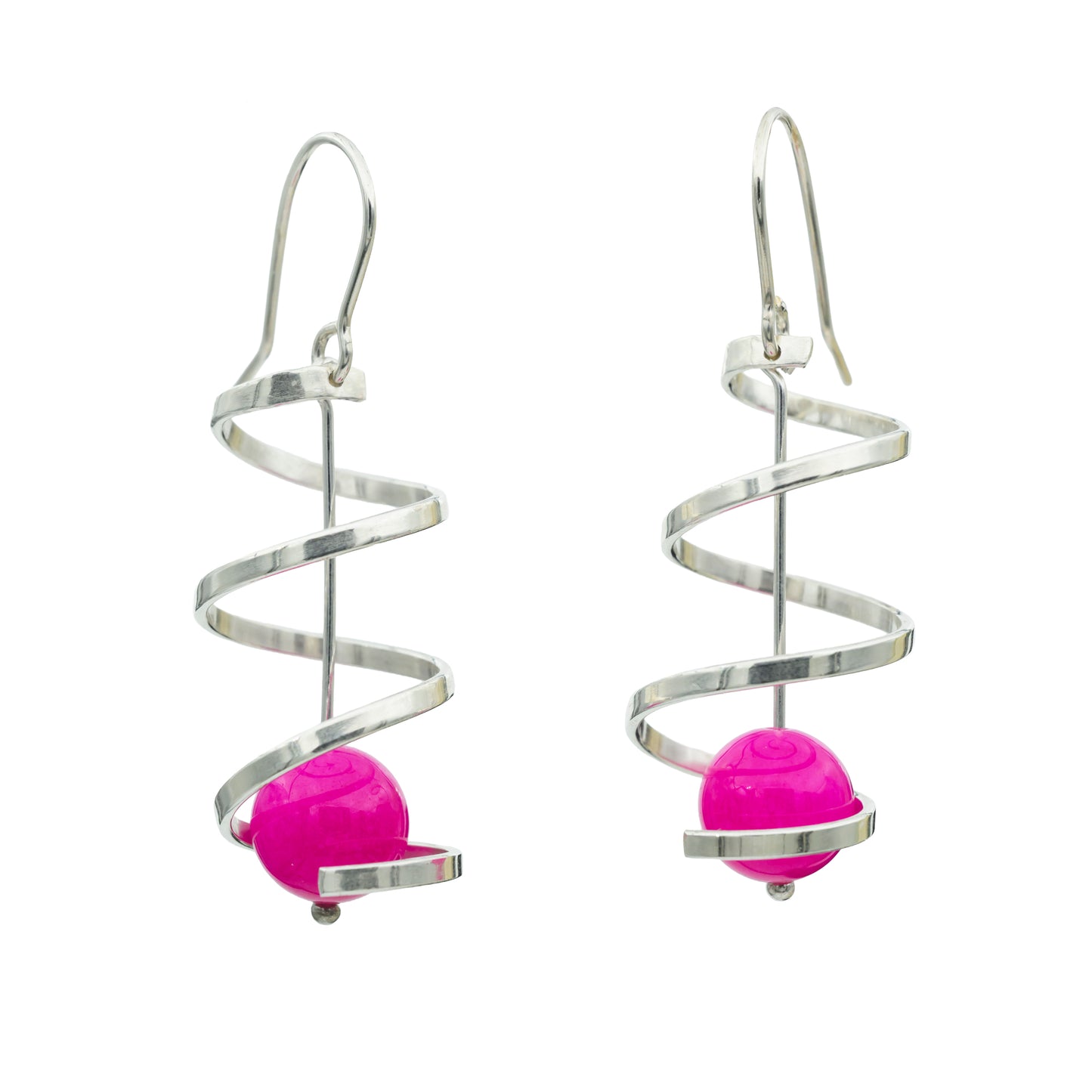 Bredbåndet spiral med pink agat, kort