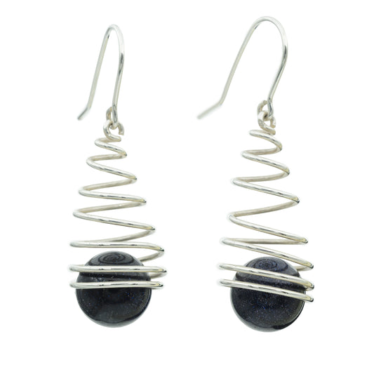 Spiralørehængere med Blå Guldsten