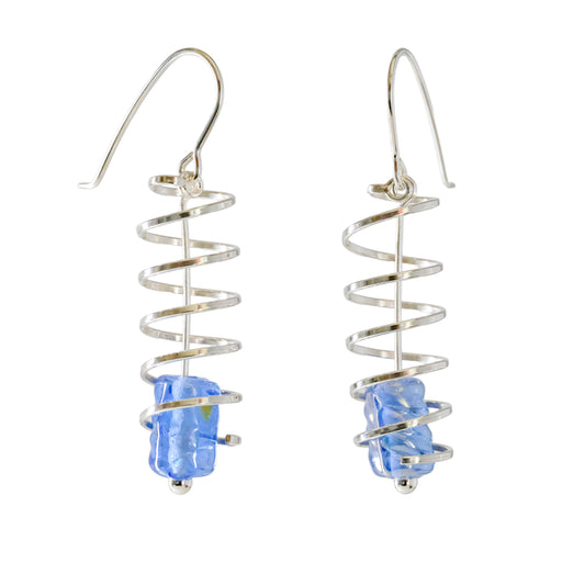 Ribbon spiral earrings with tiger's eye