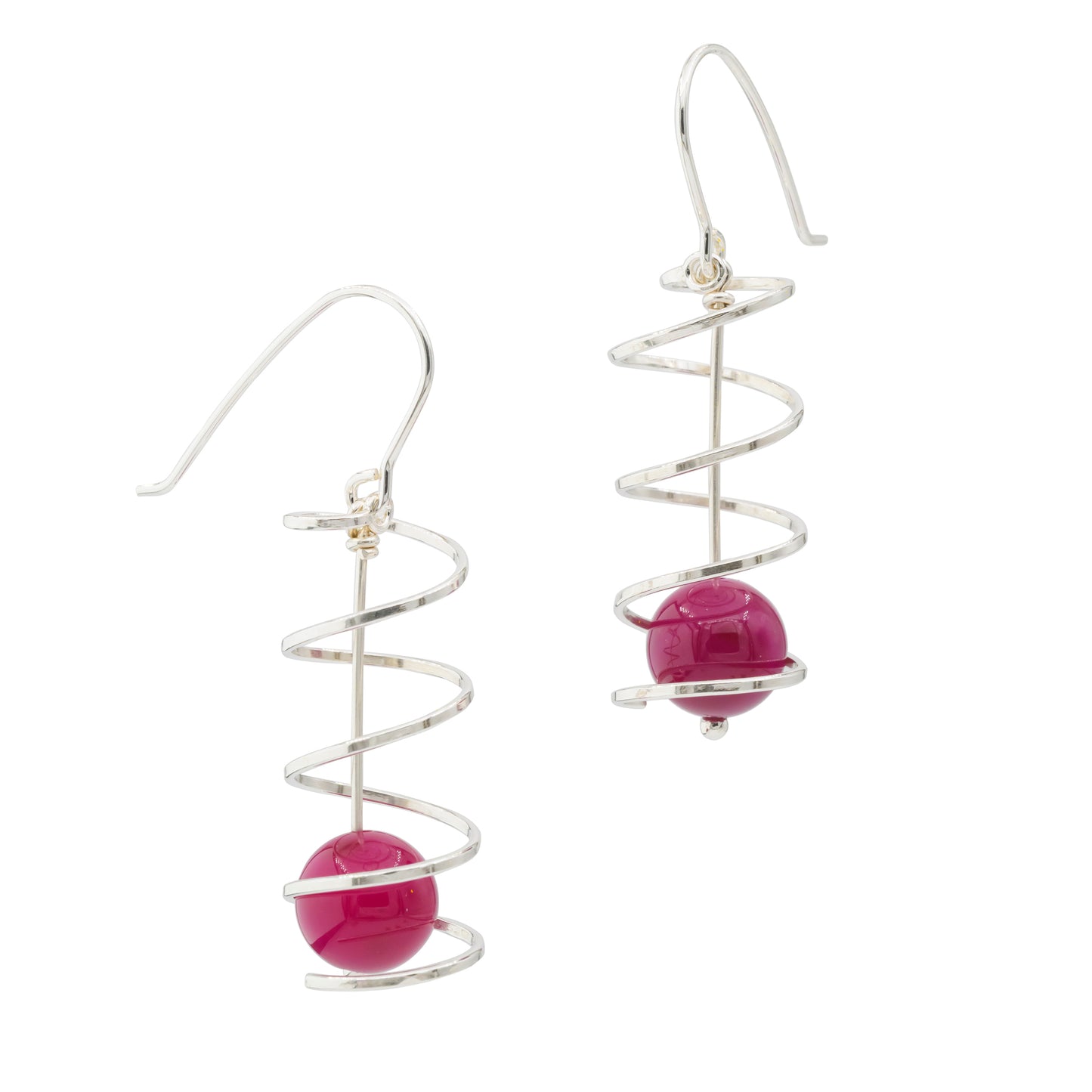 Ribbon spiral earrings with tiger's eye