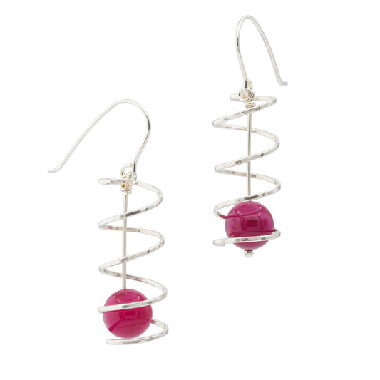 Ribbon spiral earrings with tiger's eye