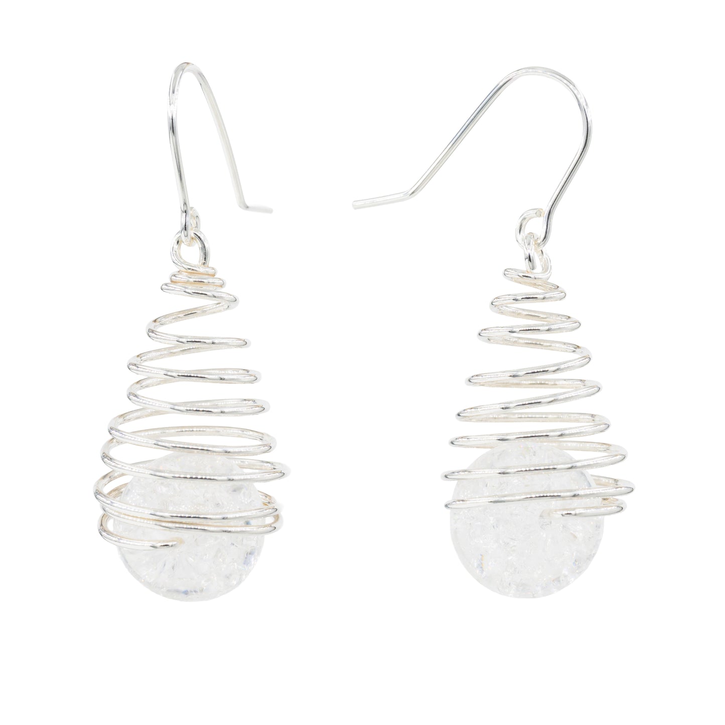 Spiral earrings with rock crystal