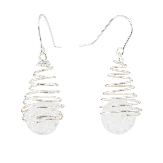 Spiral earrings with rock crystal