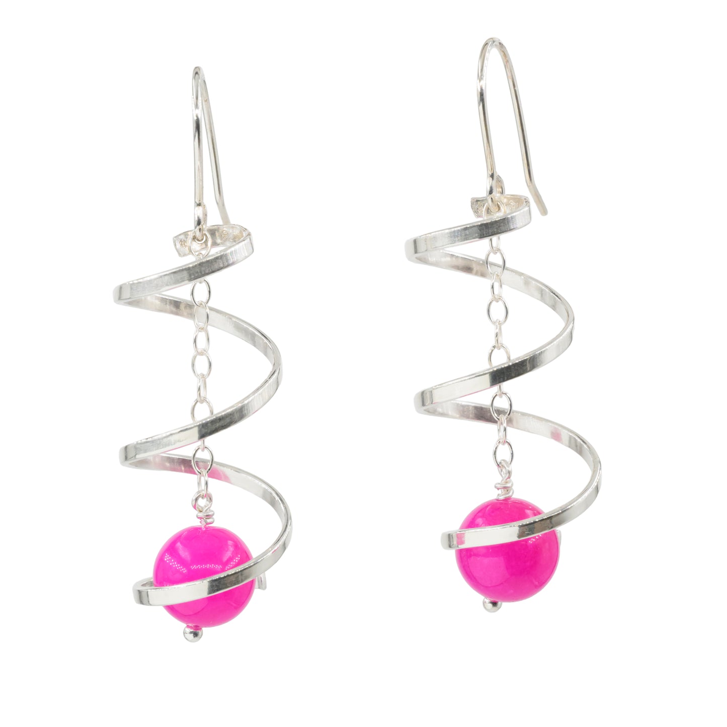 Wide band spiral with pink agate, short