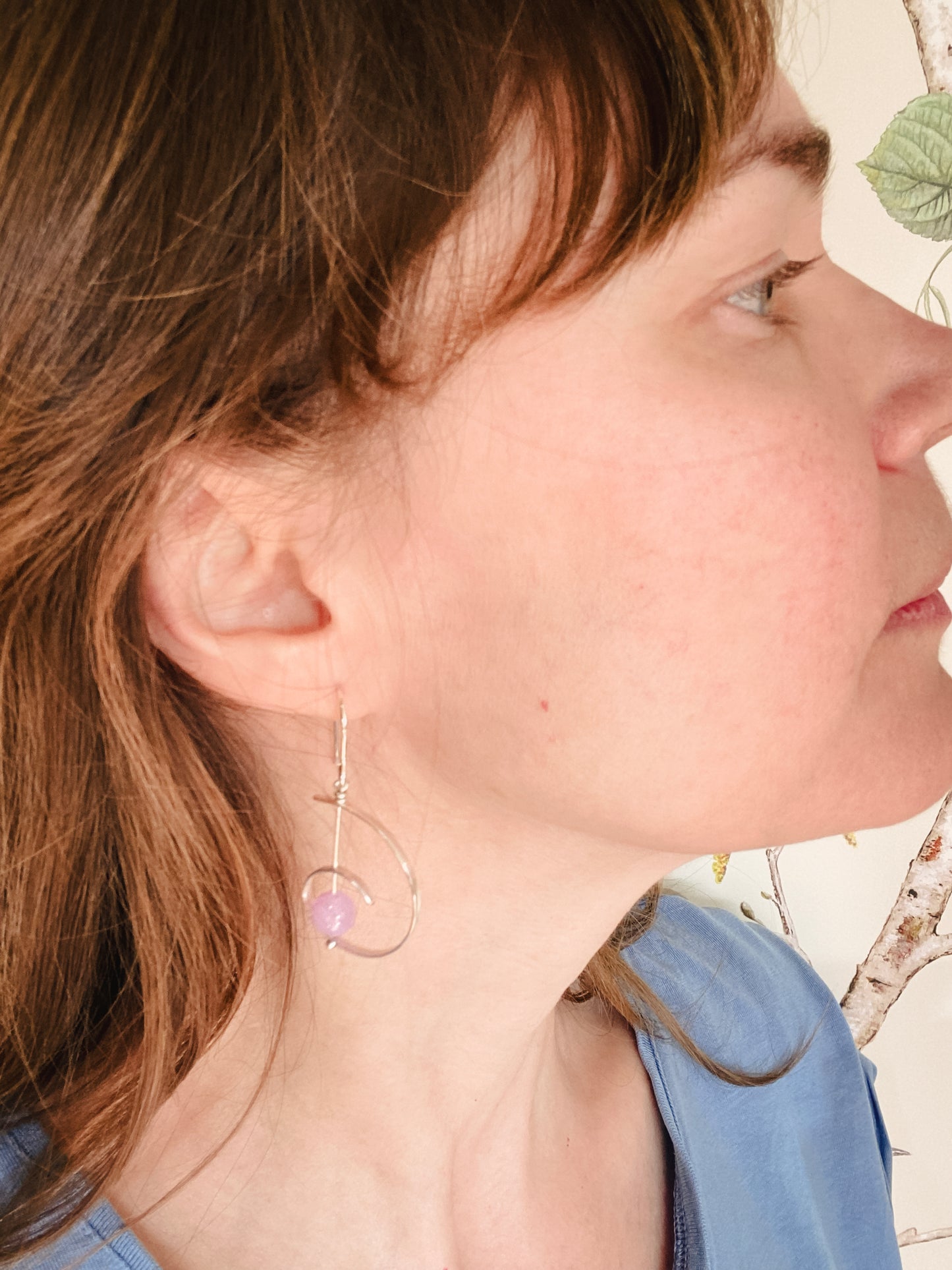 Drop-shaped earrings with purple agate (Copy)