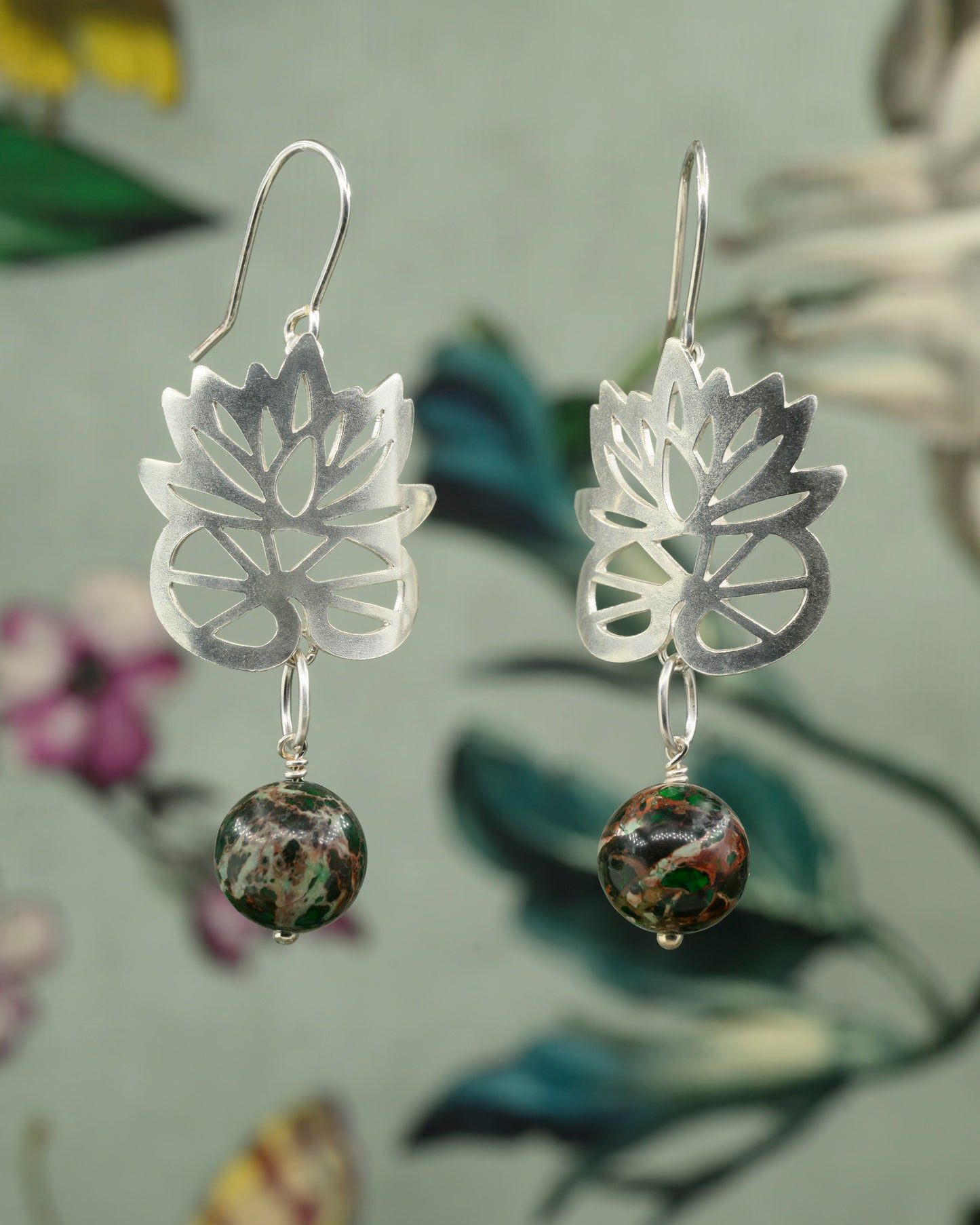 Monet & Me ørehænger med Grøn Billedjaspis