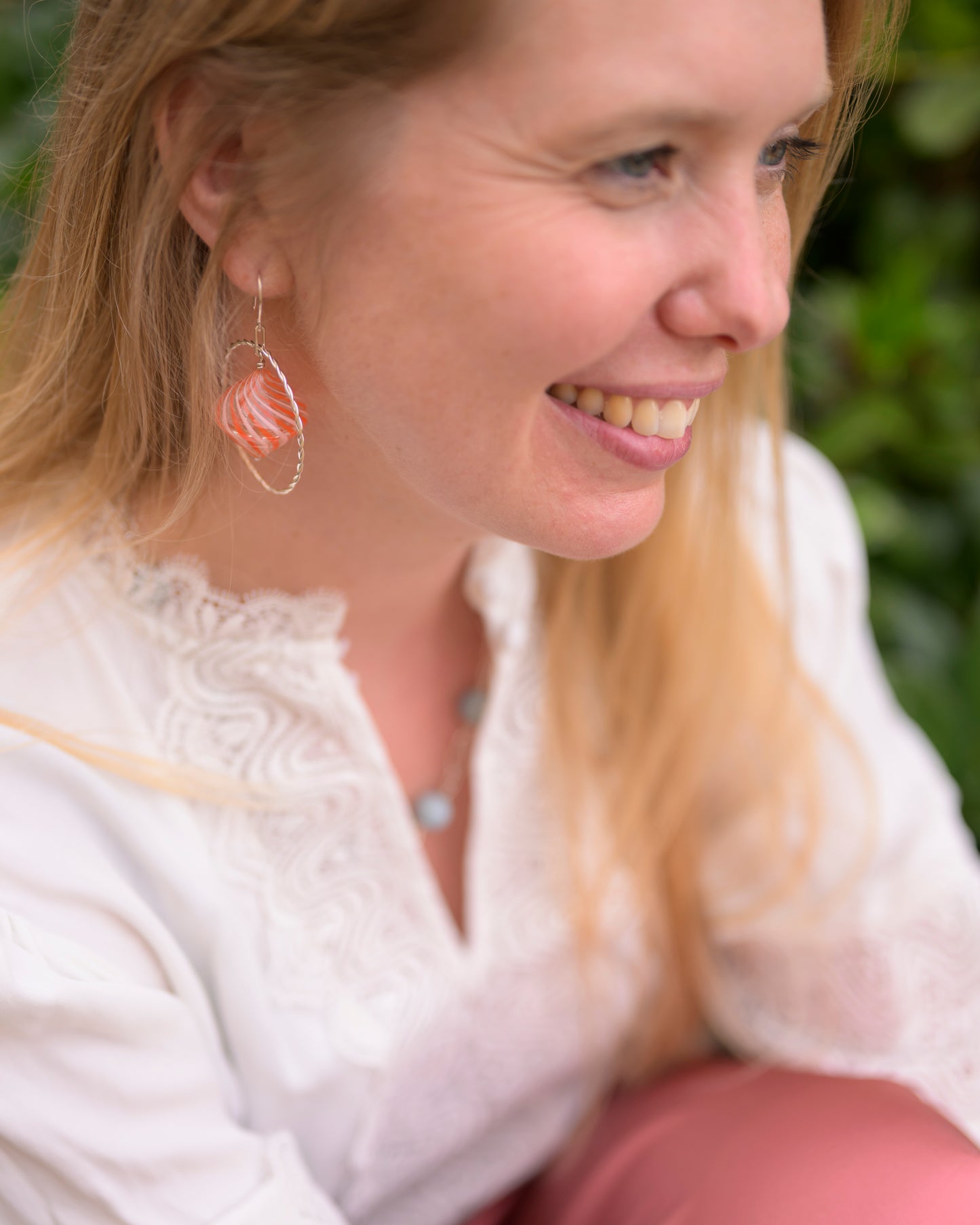 Ufo Orange Earring with Handmade Glass